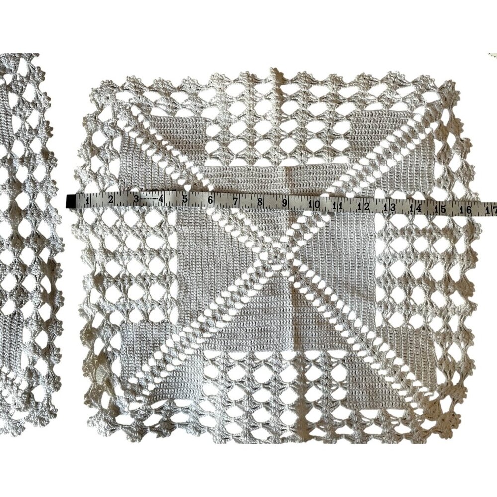 Hand Crocheted White Cotton Doilies Square Cottage Core VTG Wedding Country - Picture 12 of 14